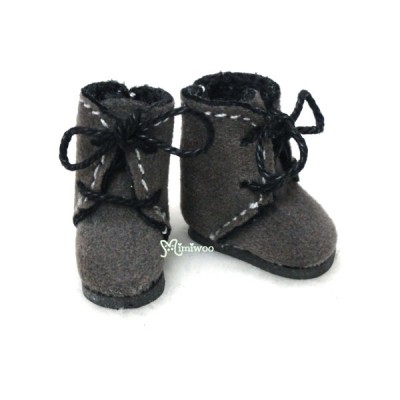 SBB008GRY Middie Blythe 2.2cm Doll Shoes Flocked Boots Grey 